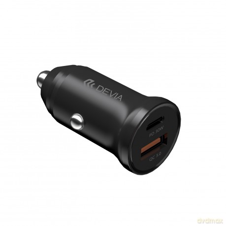 Devia ładowarka samochodowa Smart Mini PD QC 3.0 30W 1x USB 1x USB-C biała