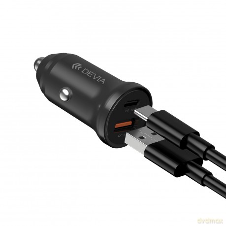 Devia ładowarka samochodowa Smart Mini PD QC 3.0 30W 1x USB 1x USB-C biała