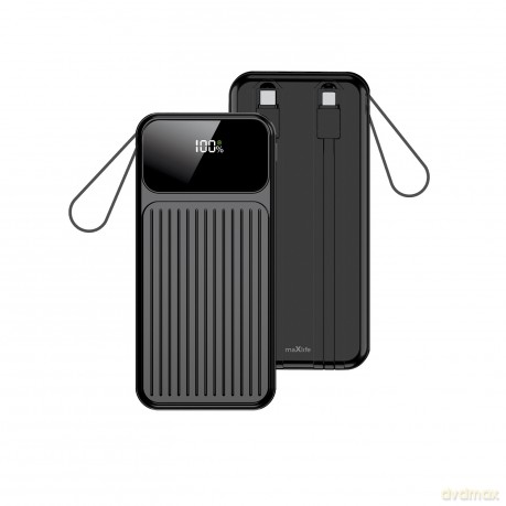 Maxlife power bank z wbudowanymi kablami MXPB-06 PD QC 22,5W 10000 mAh czarny