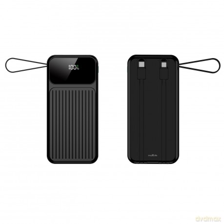 Maxlife power bank z wbudowanymi kablami MXPB-06 PD QC 22,5W 10000 mAh czarny