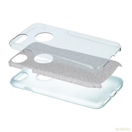 Nakładka Glitter 3w1 do iPhone 16e srebrna