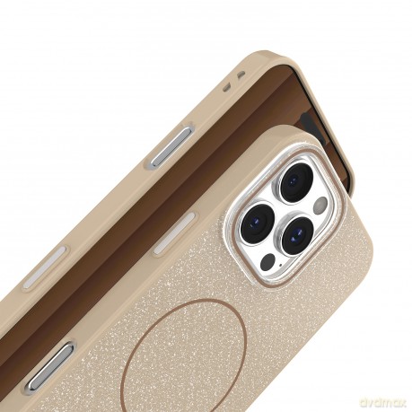 Nakładka Glitter Thin Mag do iPhone 14 6,1" brązowa