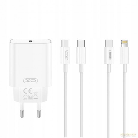 XO ładowarka sieciowa CE32 PD 20W 1x USB-C biała + kabel USB-C - USB-C
