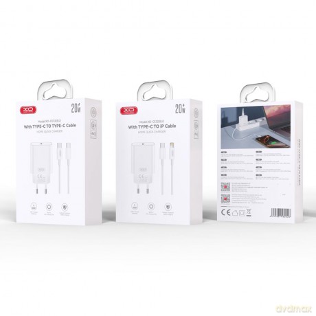 XO ładowarka sieciowa CE32 PD 20W 1x USB-C biała + kabel USB-C - USB-C