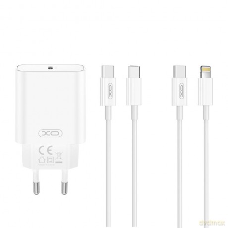 XO ładowarka sieciowa CE32 PD 20W 1x USB-C biała + kabel USB-C - USB-C