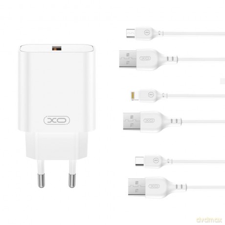 XO ładowarka sieciowa CE33 QC 18W 1x USB biała + kabel microUSB