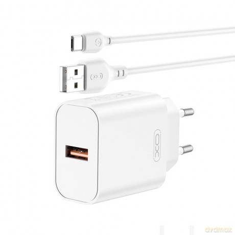 XO ładowarka sieciowa CE33 QC 18W 1x USB biała + kabel USB-C