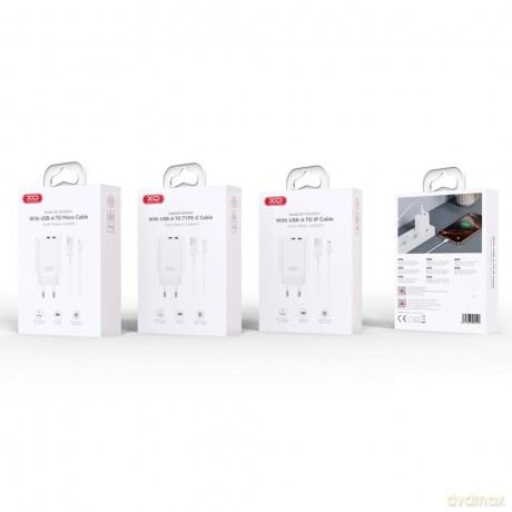 XO ładowarka sieciowa CE34 2x USB 2,4A biała + kabel USB-C