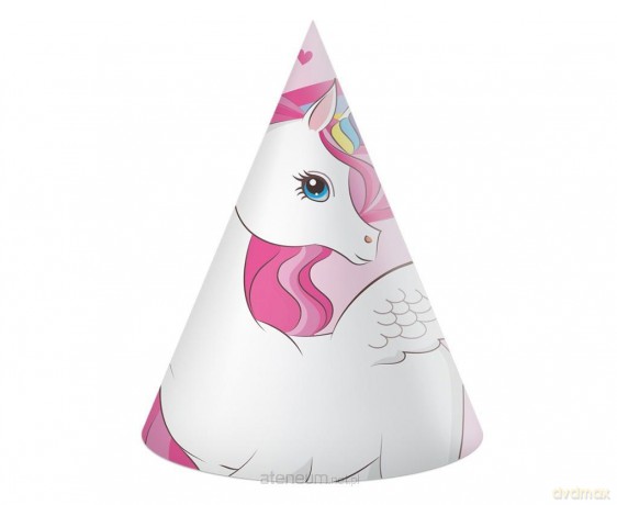 Czapeczki papierowe Unicorn Rainbow Colors 6szt