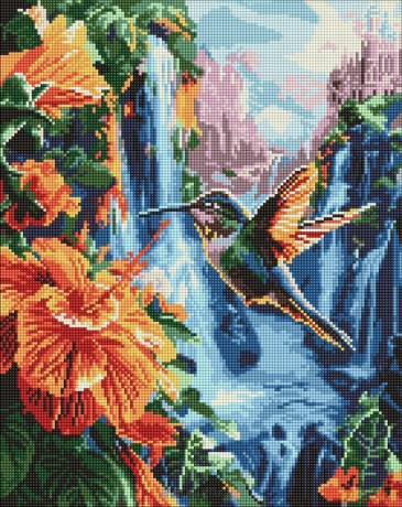 Diamentowa mozaika - Tropikalny ptak 40x50 cm