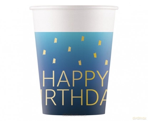 Kubeczki papierowe Happy Birthday 200ml 8szt