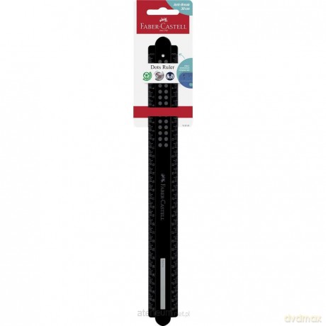 Linijka Dots czarna 30 cm