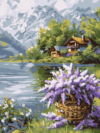 Malowanie po numerach - Liliowy kosz 30x40 cm
