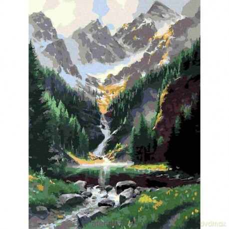 Malowanie po numerach - Miejsce w górach 40x50 cm