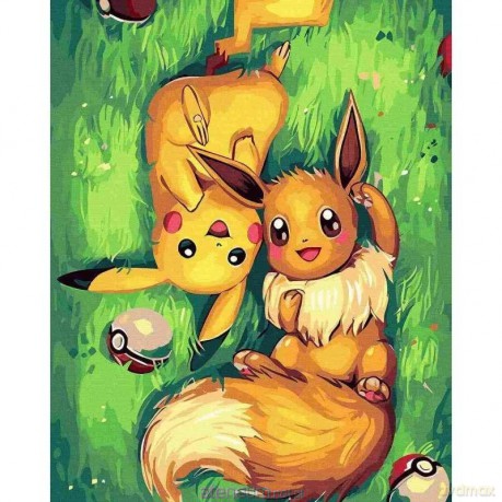 Malowanie po numerach - Pokemon 40x50 cm