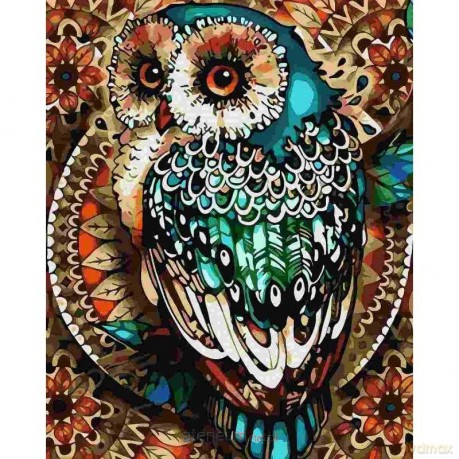 Malowanie po numerach - Sowa ornament 40x50 cm