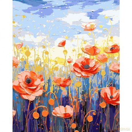 Malowanie po numerach 40x50 cm Maki
