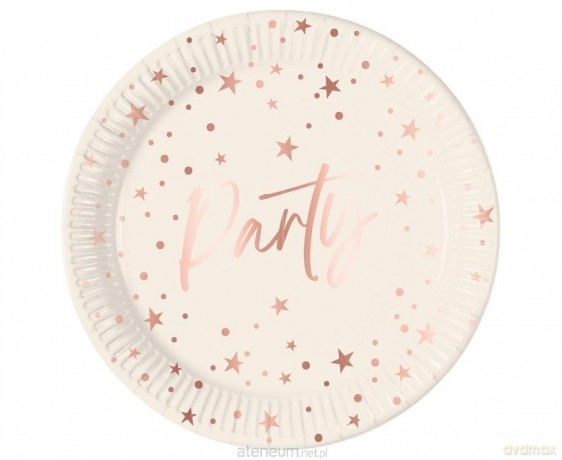 Talerzyki papierowe Rose Gold Party 23 cm 8szt