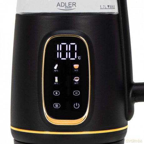 Czajnik 1,7l wyświetlacz LED, regulacja temperatury AD 1305 czarno-złoty