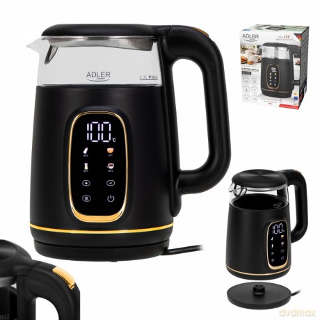 Czajnik 1,7l wyświetlacz LED, regulacja temperatury AD 1305 czarno-złoty