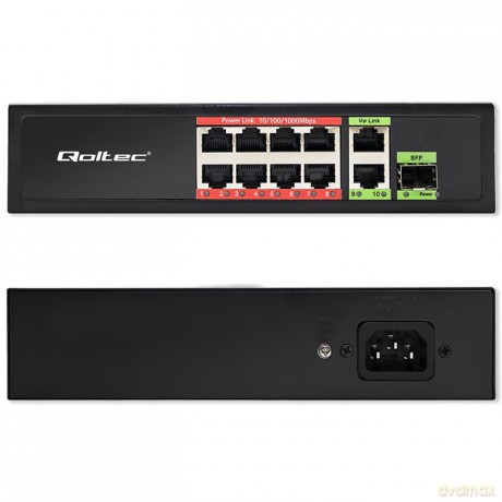 Przełącznik sieciowy SWITCH FAST Ethernet 8x RJ45 PoE 2x RJ45 Uplink 1x SFP | 120W | 1000Mb/s