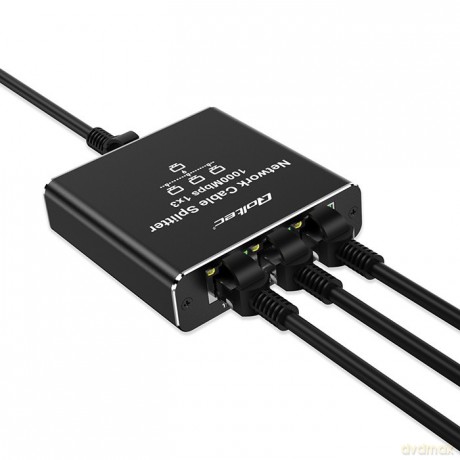 Rozdzielacz Splitter Ethernet mini SWITCH 1x3 RJ45 | 1000Mb/s | USB-C | Aluminium