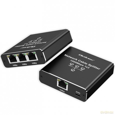 Rozdzielacz Splitter Ethernet mini SWITCH 1x3 RJ45 | 1000Mb/s | USB-C | Aluminium