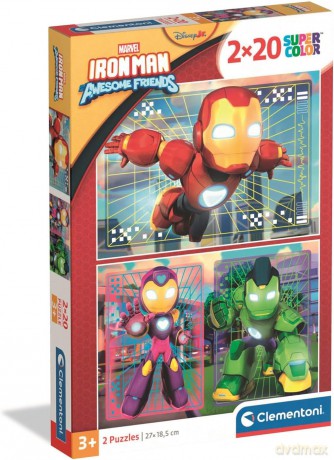 CLEMENTONI 2 x 20 el. SUPER KOLOR Iron Man and his Awesome Friends [PUZZLE]