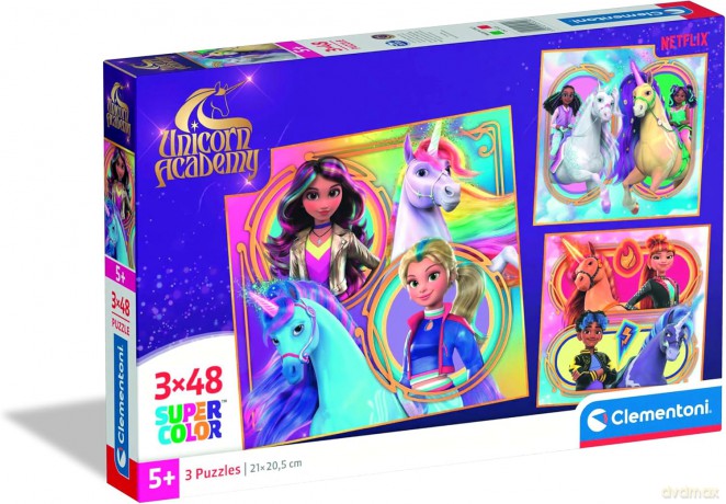 CLEMENTONI 3 x 48 el. SUPER KOLOR Unicorn Academy [PUZZLE]