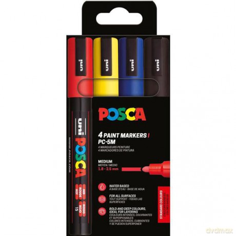 Markery PC5M 2,5 mm Set Basic Color Posca Uni 4szt.