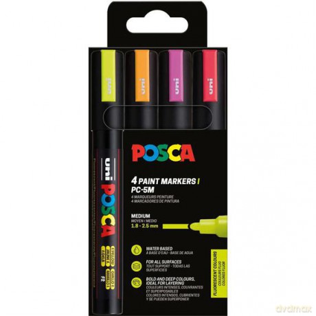 Markery PC5M 2,5 mm Set Neon Color Posca Uni 4szt.