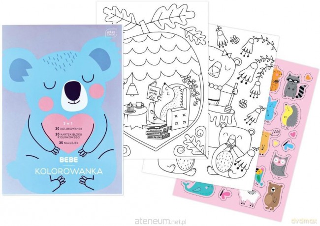 Kolorowanka z naklejkami A4/40K Bebe Kids pastel