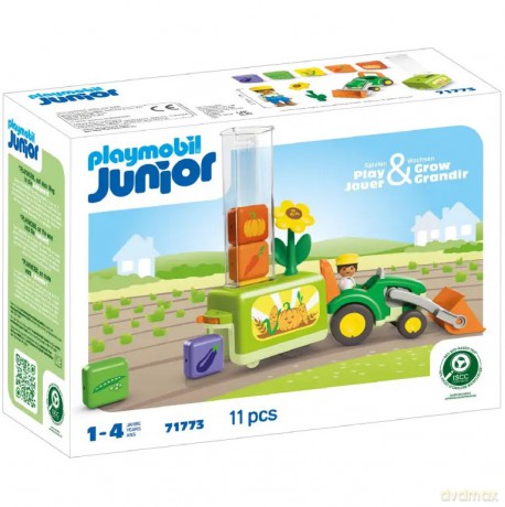 PLAYMOBIL JUNIOR: Traktor z siewnikiem (71773) [KLOCKI]