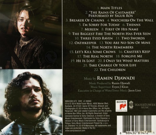 Game Of Thrones Season 4 soundtrack (Gra o Tron Sezon 4) (Ramin Djawad) [CD]