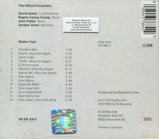 The Hilliard Ensamble: Frye Walter [CD]