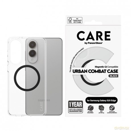 CARE by PanzerGlass - Flagship Case Transparent Urban Combat w. Black Qi Compatible Samsung S25 Edge
