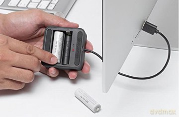Aaden biurkowa ładowarka baterii 2x AA USB czarna