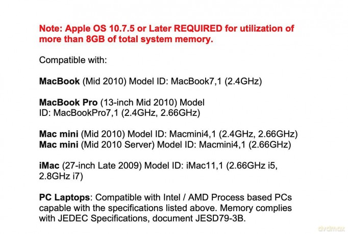 Pamięć notebookowa SO-DIMM DDR3 2x8GB 1066MHz CL7 Apple Qualified