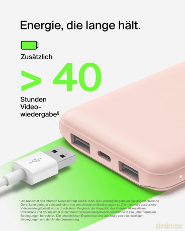 PowerBank 10 000mAh USB A i C 15W różowe złoto
