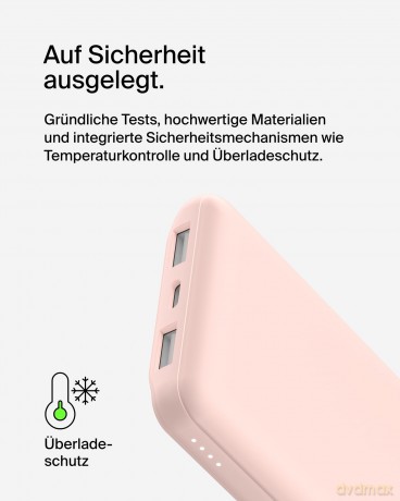 PowerBank 10 000mAh USB A i C 15W różowe złoto