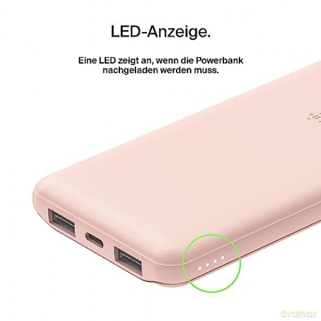 PowerBank 10 000mAh USB A i C 15W różowe złoto