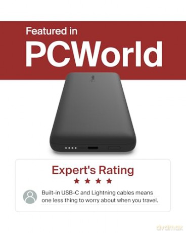 PowerBank 10 000mAh z kablami USB-C/LTG Czarny