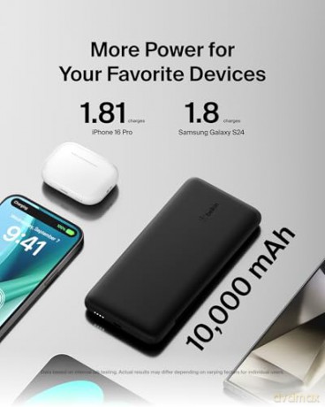 PowerBank 10 000mAh z kablami USB-C/LTG Czarny