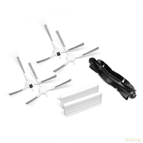 Zestaw szczotek i filtrów do Robota odkurzającego TapoGłówna szczotka ×1 Boczna szczotka (Lewa) ×2 Boczna szczotka (Prawa) ×2 Filtr HEPA ×2