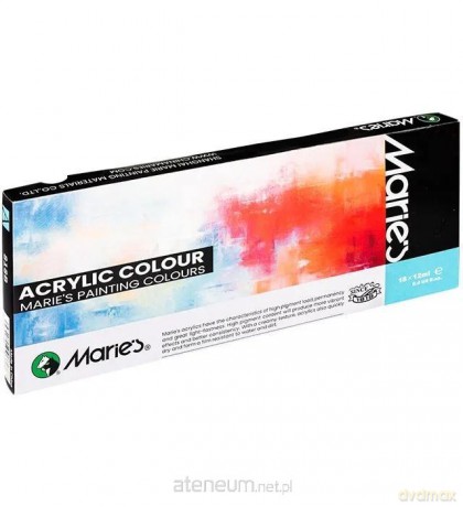 Farby akrylowe 18 kolorów 12ml MARIES