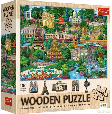 TREFL drewniane 1000 el. Francja znane miejsca [PUZZLE]