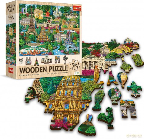 TREFL drewniane 1000 el. Francja znane miejsca [PUZZLE]