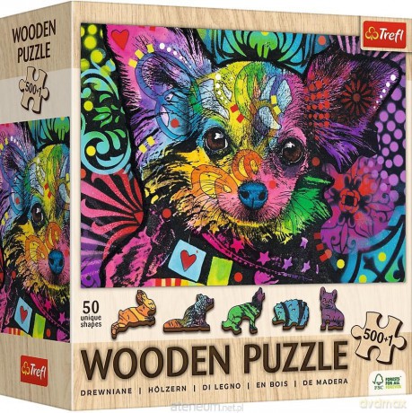 TREFL drewniane 500+1 el. Kolorowy szczeniak [PUZZLE]