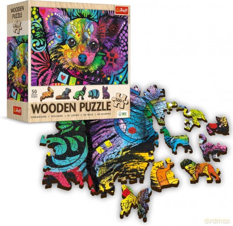 TREFL drewniane 500+1 el. Kolorowy szczeniak [PUZZLE]