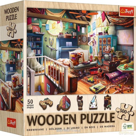 TREFL drewniane 500+1 el. Skarby na strychu [PUZZLE]